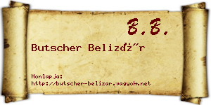 Butscher Belizár névjegykártya